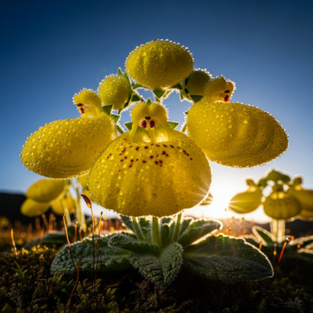 Beautiful blooming yellow flower of Lady's-slipperの素材