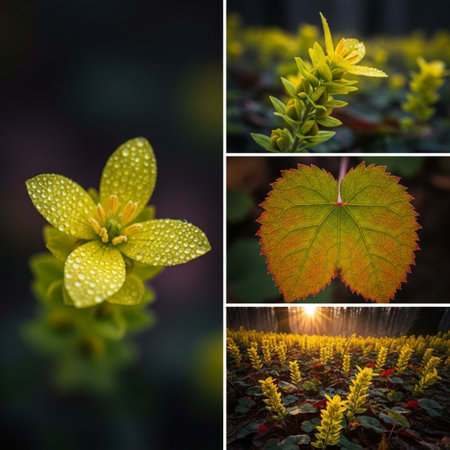 Collage of four seasons. Autumn, spring, summer, autumn.の素材