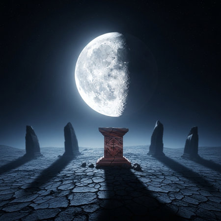 Conceptual image of a graveyard with a full moon in the backgroundの素材