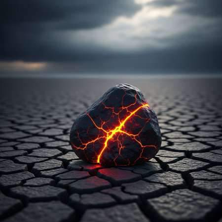 Conceptual image with cracked earth and lightning. 3d renderの素材
