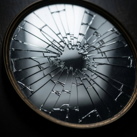 Broken glass on a black background. Shallow depth of field.の素材