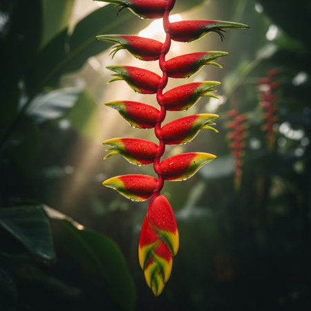Beautiful Heliconia flower blooming in the garden, stock photoの素材