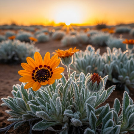 Sunrise in the desert of the Mojave Desert, California, USAの素材