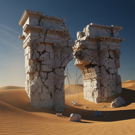 Archway in the Sahara desert, Morocco. 3D render.の素材