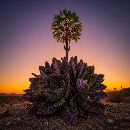 Agave cactus in the desert at sunset, Arizona, USAの素材