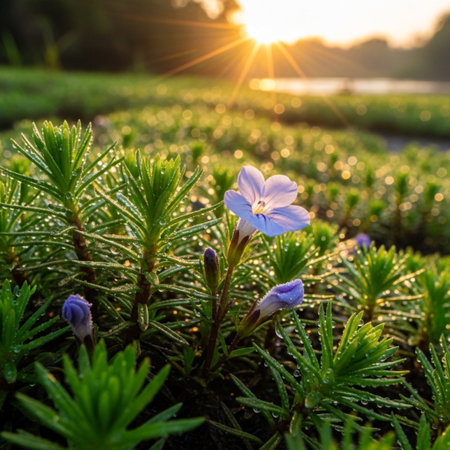 Beautiful purple flower in the meadow at sunset, Thailand.の素材
