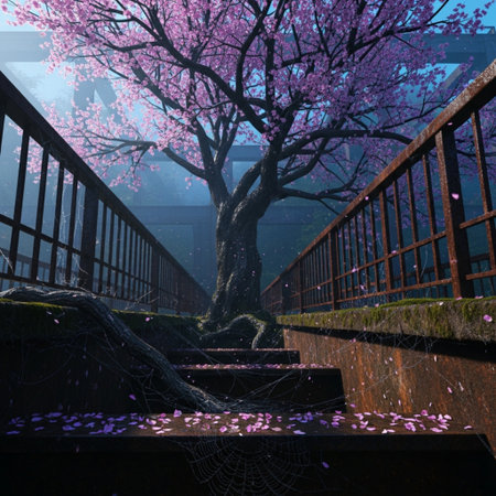 cherry blossom in japanese garden,3d renderの素材