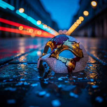 Colorful venetian mask on the street in Venice, Italyの素材