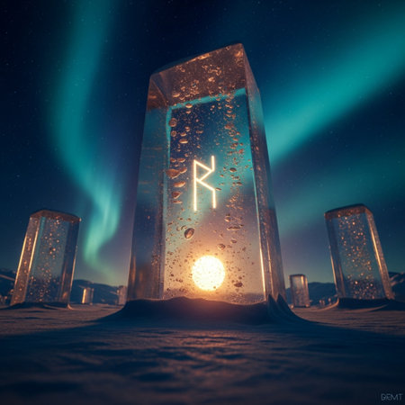 Ice cubes with starry sky and aurora borealis in Icelandの素材