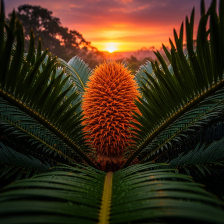 Coconut palm tree in the garden at sunset, Thailand.の素材