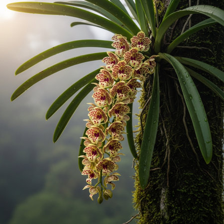Beautiful orchid flower in the garden at Doi Inthanon National Park, Chiang Mai, Thailandの素材