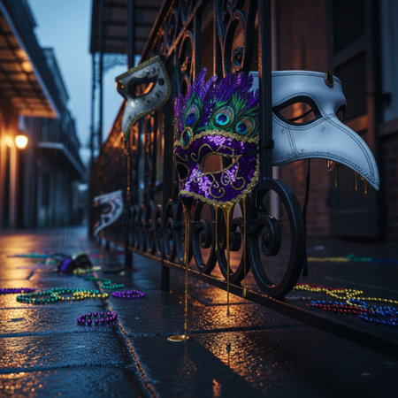 Traditional Venetian carnival mask on the street in Venice, Italyの素材