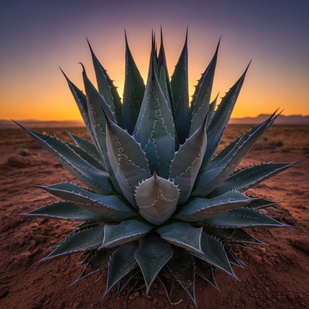Agave americana in the desert at sunset, Arizona, USAの素材