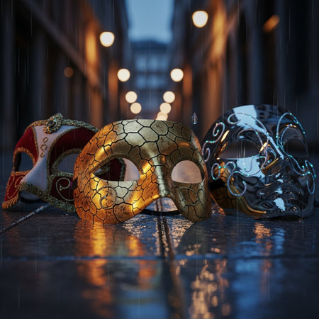 Carnival masks in Venice, Italy. 3D rendering.の素材