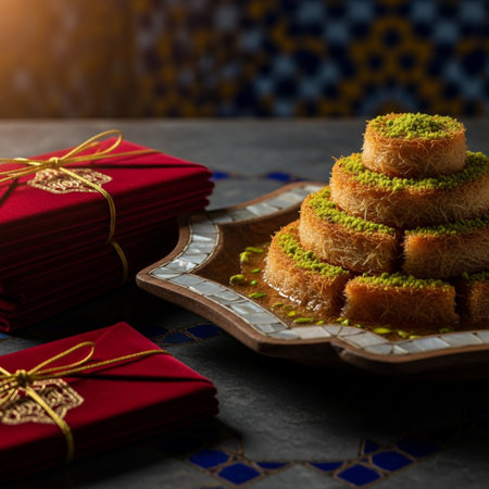 Traditional turkish dessert baklava with cashew, walnuts. Homemade baklava with nuts and honey.の素材