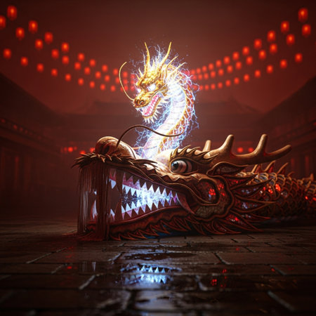 Dragon in the Chinese temple, 3d rendering. Computer digital drawing.の素材