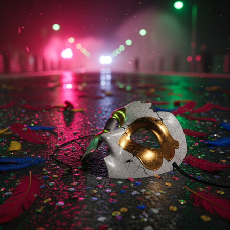 Carnival mask on a foggy night background. 3D Renderingの素材