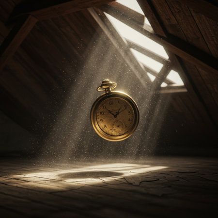 Old pocket watch in the dark room. Time concept. 3D Renderingの素材