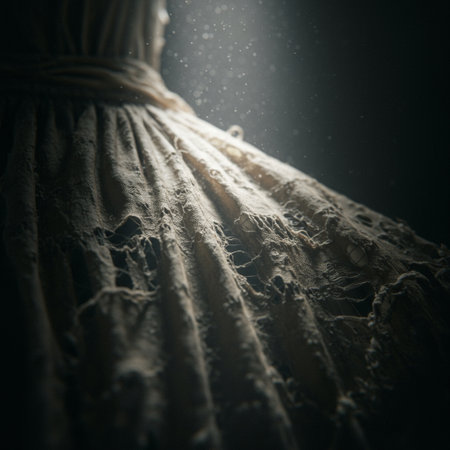 Wedding dress on a dark background. Selective focus.の素材