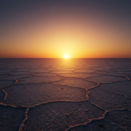 Sunset over Salar de Uyuni Salt Flats, Boliviaの素材