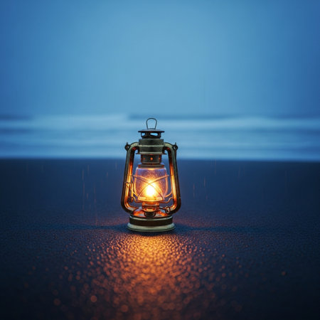 Lantern on the beach. Travel concept. Selective focus.の素材