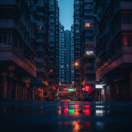 View of a street in Hong Kong.の素材