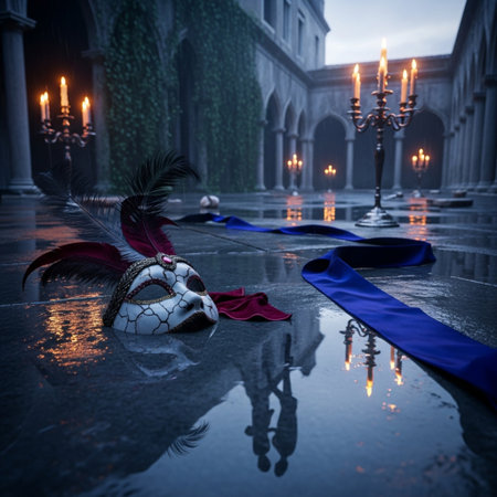 Venetian carnival mask at night in Venice, Italy.の素材