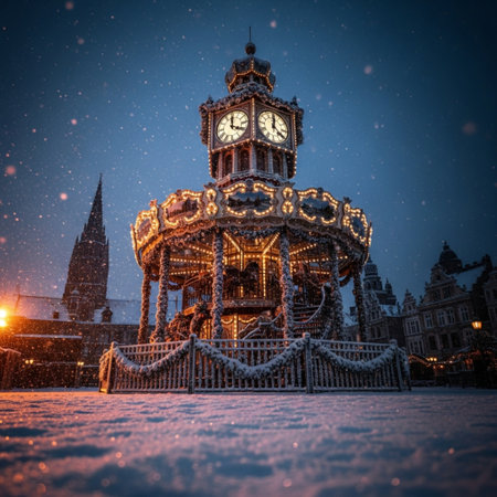 Christmas and New Year decorations in the city of Gdansk, Poland.の素材