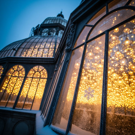 Christmas decoration at the entrance to a greenhouse in Gdansk, Poland.の素材
