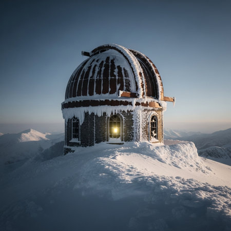 Observatory in the mountains in winter. Low Tatras, Slovakiaの素材