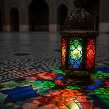 Lantern in the mosque. Ramadan Kareem greeting card.の素材