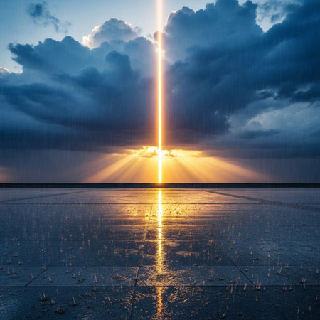 Sunset on the lake with reflection in the water. 3D renderingの素材