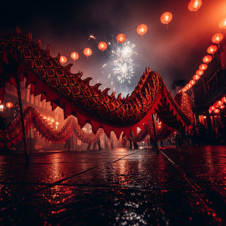Fireworks over the Chinese temple in the city of Shanghai, Chinaの素材