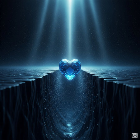 Blue heart on the surface of the water. 3D illustration.の素材