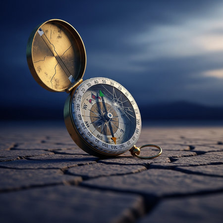 Compass on the ground. Conceptual image. 3d renderingの素材