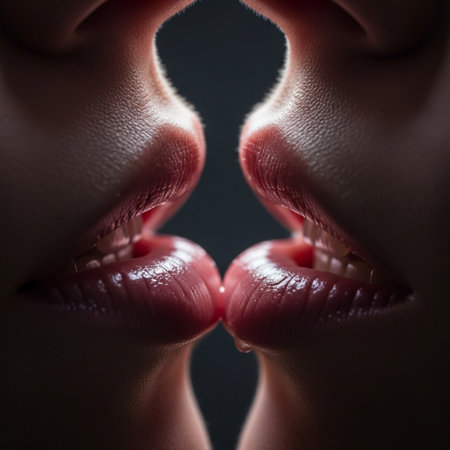 Close up of female mouth with open mouth. Sensual lips.の素材