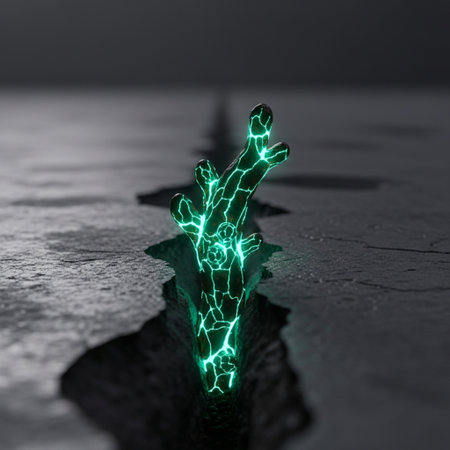 Green electric lightning bolt on a dark background. 3d rendering.の素材