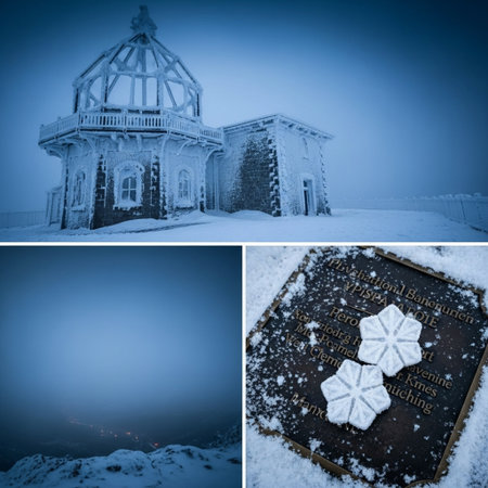 Collage of winter landscape with christian church and cemetery, Czech Republicの素材