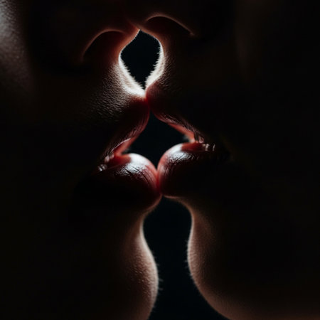 Close-up image of a woman kissing with her tongue out.の素材