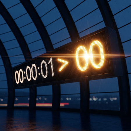 3D rendering of a neon sign in an airport with the inscription 100 percentの素材