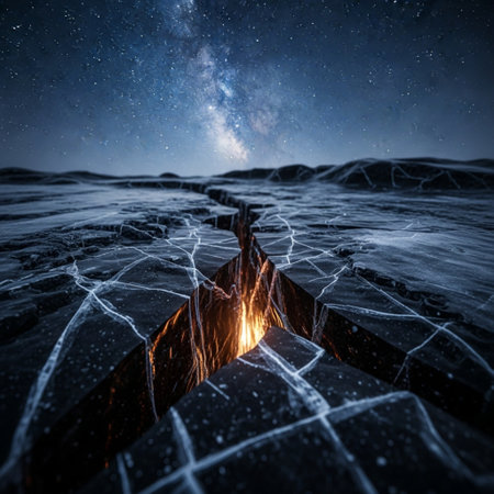 Falling ice on the sea at night. 3d rendering.の素材