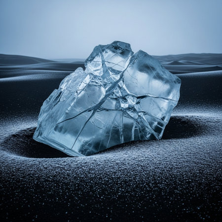 Ice on the beach. Nature composition. Blue toned image.の素材