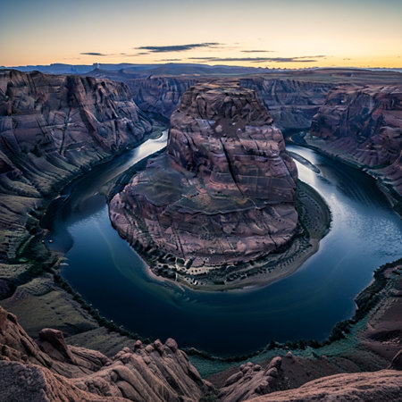 Horseshoe Bend at sunset, Page, Arizona, USAの素材