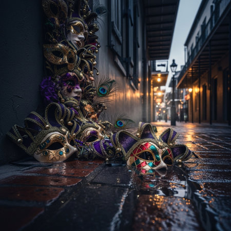 Venetian carnival masks on the street in Venice, Italyの素材