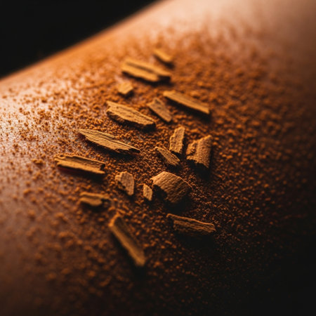 Coffee powder on a brown background. Close-up.の素材