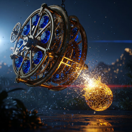 Astronomical clock in the dark. 3d render illustration.の素材