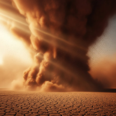 Dangerous tornado with smoke coming out of the ground. 3d illustrationの素材