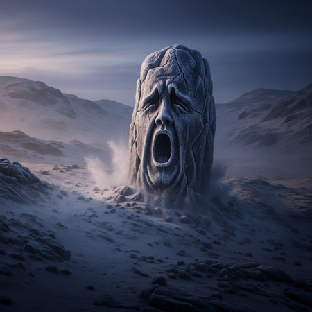 Scary monster in the desert. 3D illustration. Fantasy.の素材