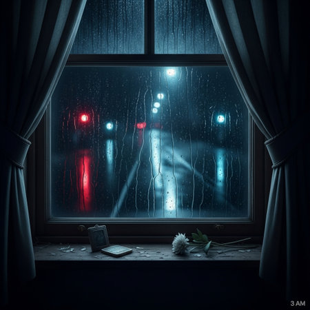 Dark room with a window and a lot of lights. 3d renderingの素材