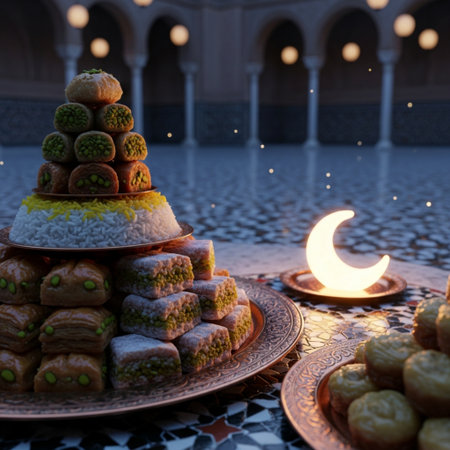 Desserts on the table. Ramadan Kareem. Selective focus.の素材